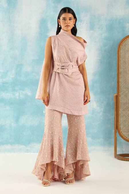 Buy Twenty Nine Pink Georgette Embroidery Chikankari Tulip Pant Online at Aza Fashions Buy_Twenty Nine_Pink Georgette Embroidery Chikankari Tulip Pant _Online_at_Aza_Fashions