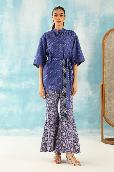 Twenty Nine Blue Georgette Embroidery Chikankari Bell Bottom Pant Online at Aza Fashions Twenty Nine_Blue Georgette Embroidery Chikankari Bell Bottom Pant _Online_at_Aza_Fashions