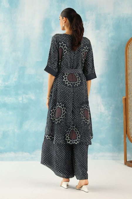 Shop Twenty Nine Grey Silk Embroidery Bandhani Pattern Palazzo at Aza Fashions Shop_Twenty Nine_Grey Silk Embroidery Bandhani Pattern Palazzo _at_Aza_Fashions