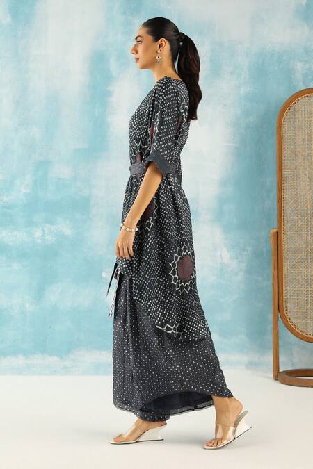 Shop Twenty Nine Grey Silk Embroidery Bandhani Pattern Palazzo Online at Aza Fashions Shop_Twenty Nine_Grey Silk Embroidery Bandhani Pattern Palazzo _Online_at_Aza_Fashions