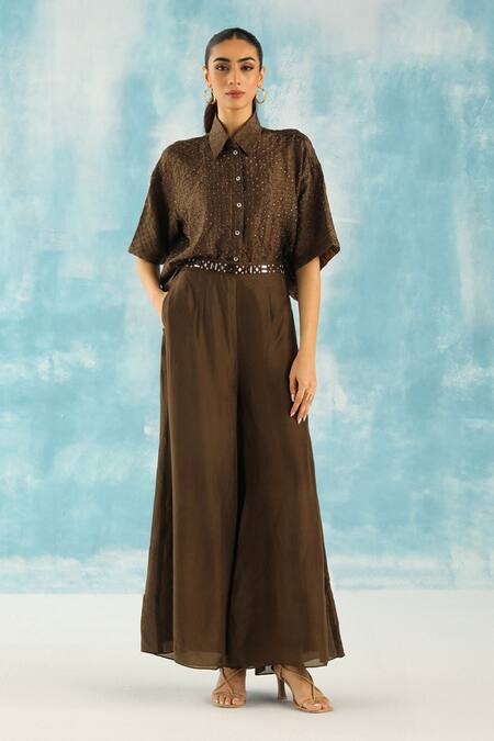 Buy Twenty Nine Green Silk Embroidery, Mirrors Work Palazzo Online at Aza Fashions Buy_Twenty Nine_Green Silk Embroidery, Mirrors Work Palazzo _Online_at_Aza_Fashions