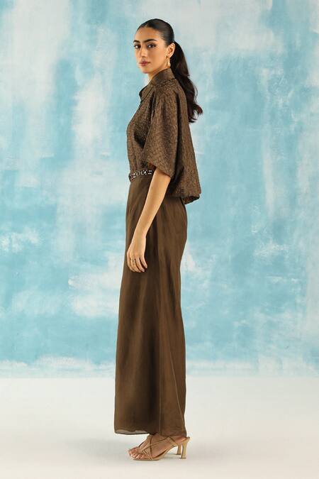 Shop Twenty Nine Green Silk Embroidery, Mirrors Work Palazzo Online at Aza Fashions Shop_Twenty Nine_Green Silk Embroidery, Mirrors Work Palazzo _Online_at_Aza_Fashions