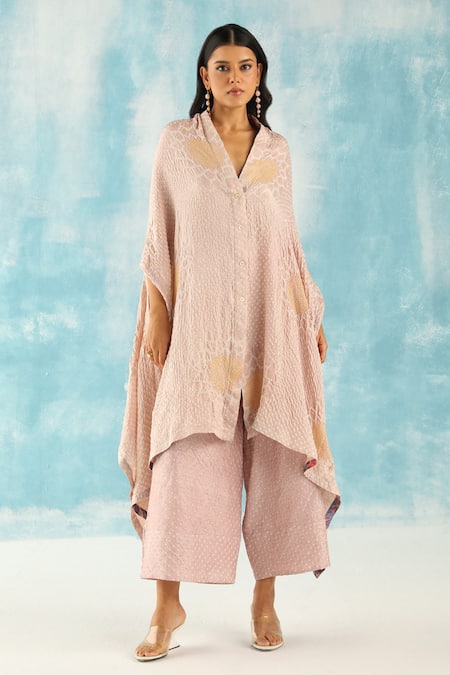 Twenty Nine_Pink Gabardine Gajji Silk Palazzo _Online_at_Aza_Fashions