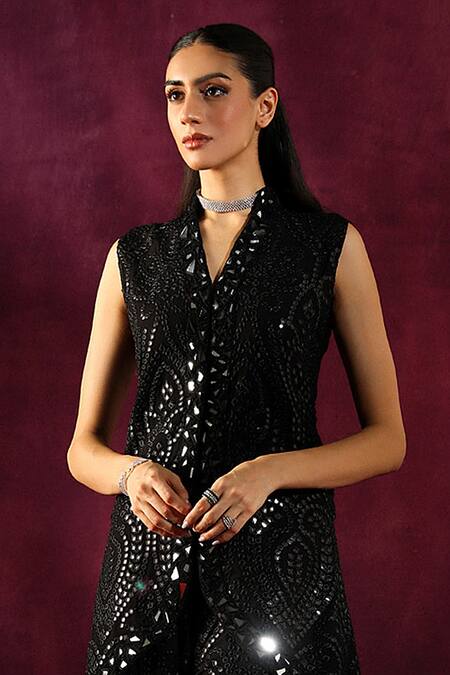 Twenty Nine Black Georgette Mirrors Work Embellished Sharara Online at Aza Fashions Twenty Nine_Black Georgette Mirrors Work Embellished Sharara _Online_at_Aza_Fashions