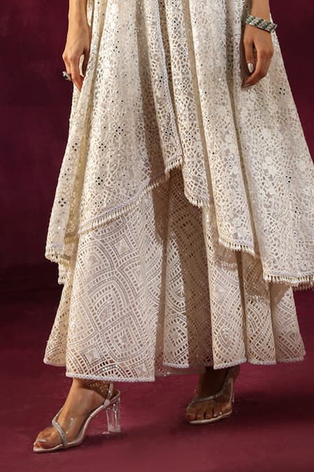 Buy Twenty Nine White Lace Mirrors Work Embellished Sharara Online at Aza Fashions Buy_Twenty Nine_White Lace Mirrors Work Embellished Sharara _Online_at_Aza_Fashions