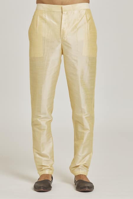 Arihant Rai Sinha_Green Brocade, Silk Embroidery Floral Pattern Sherwani And Metallic Pant Set _at_Aza_Fashions