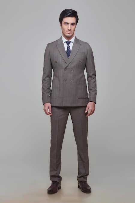 Sven Suits Pinstripe Pattern Blazer & Pant Set 