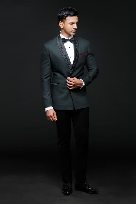 Sven suits Embroidered Tuxedo Pant Set 