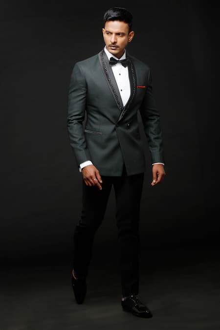 Sven Suits Embroidered Tuxedo Pant Set 