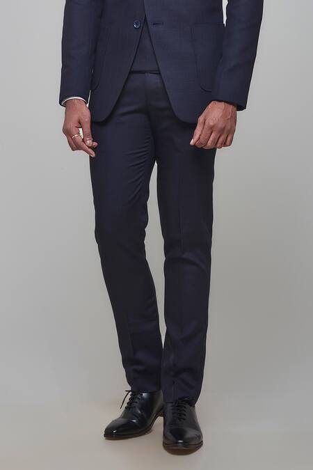 Sven Suits Blue Polyester, Wool Plain Blazer And Pant Set Online at Aza Fashions Sven Suits_Blue Polyester, Wool Plain Blazer And Pant Set _Online_at_Aza_Fashions