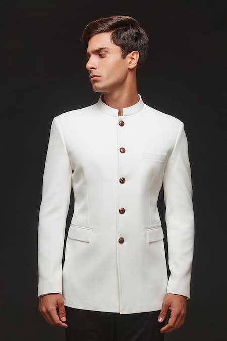 Sven Suits White Polyester, Lycra Jodhpuri And Trouser Set Online at Aza Fashions Sven Suits_White Polyester, Lycra Jodhpuri And Trouser Set _Online_at_Aza_Fashions