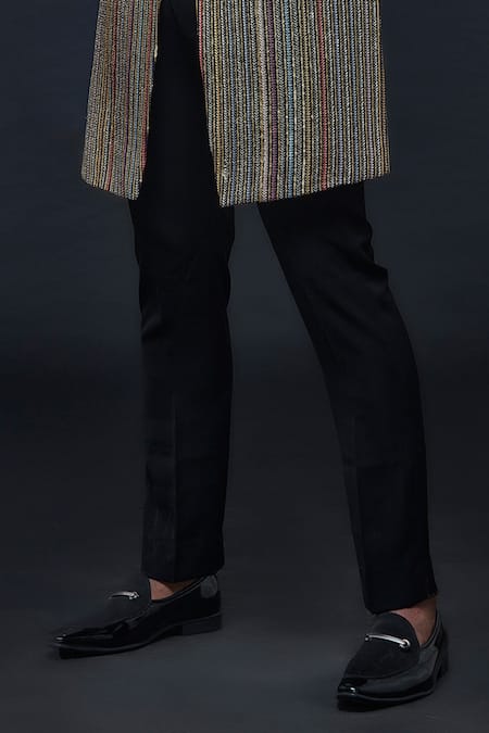 Buy Sven Suits Blue Georgette Zari, Sequins Pinstripe Embroidered Sherwani With Pant Online at Aza Fashions Buy_Sven Suits_Blue Georgette Zari, Sequins Pinstripe Embroidered Sherwani With Pant _Online_at_Aza_Fashions