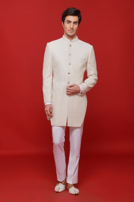 Sven suits Diamond Jaal Embroidered Sherwani With Pant 