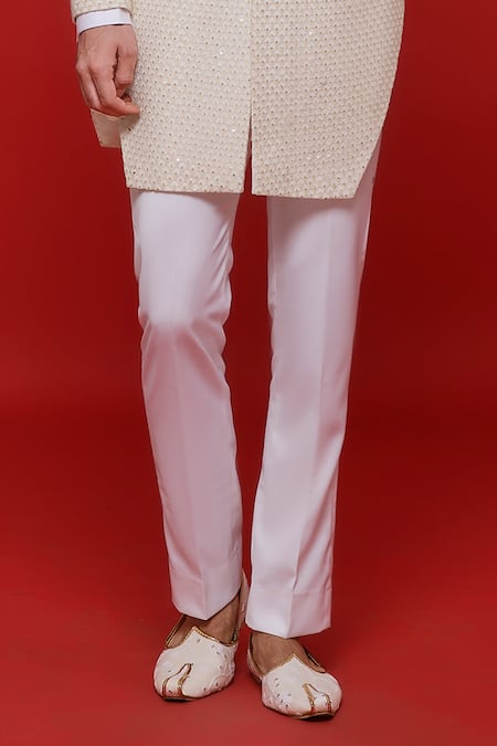 Buy Sven Suits Ivory Georgette Sequins Diamond Jaal Embroidered Sherwani With Pant Online at Aza Fashions Buy_Sven Suits_Ivory Georgette Sequins Diamond Jaal Embroidered Sherwani With Pant _Online_at_Aza_Fashions