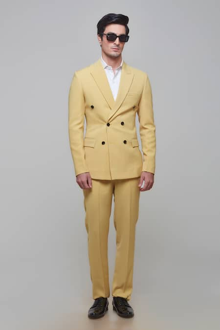 Sven suits Yellow Double Breasted Tuxedo Set 