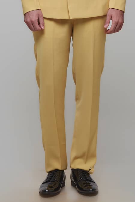 Sven Suits Yellow Polyester Double Breasted Tuxedo Set Online at Aza Fashions Sven Suits_Yellow Polyester Double Breasted Tuxedo Set _Online_at_Aza_Fashions