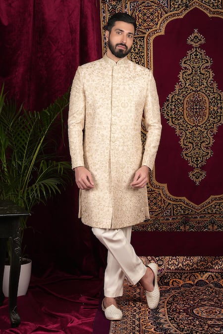 Sven suits Floral Bloom Embroidered Sherwani & Pant Set 