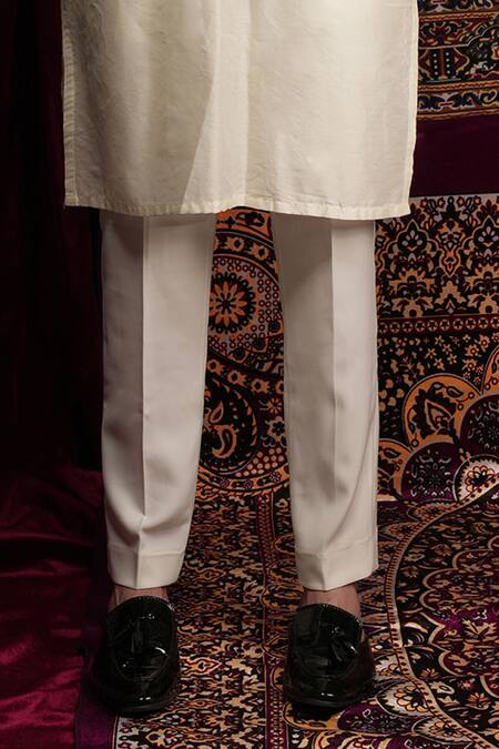 Buy Sven Suits Cream Faux Leather Embroidery Miniature Butti Print Bundi Kurta Set Online at Aza Fashions Buy_Sven Suits_Cream Faux Leather Embroidery Miniature Butti Print Bundi Kurta Set _Online_at_Aza_Fashions