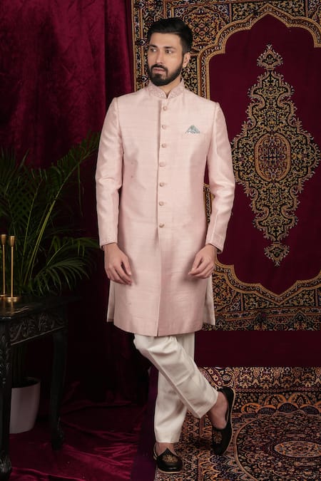 Sven Suits Placement Embroidered Sherwani With Pant