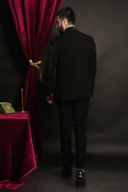 Sven Suits Geometric Bead Embellished Tuxedo Set 