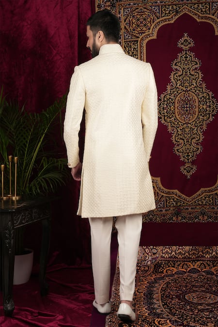 Sven Suits Geometric Embroidered Sherwani Set 