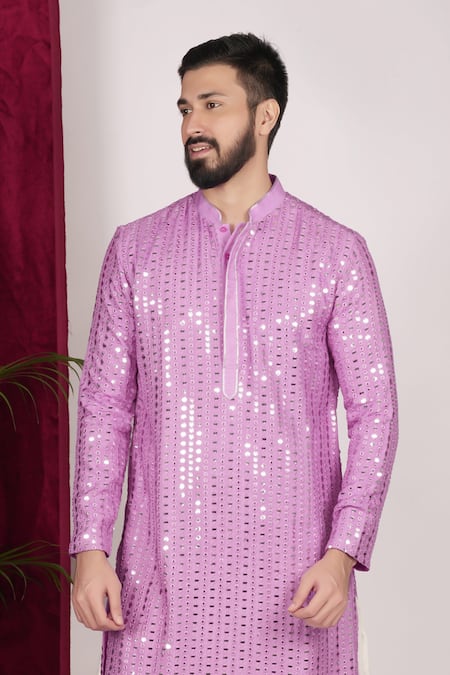 Buy Sven Suits Purple Georgette Mirrors Embroidered Kurta And Patiala Pant Set Online at Aza Fashions Buy_Sven Suits_Purple Georgette Mirrors Embroidered Kurta And Patiala Pant Set _Online_at_Aza_Fashions