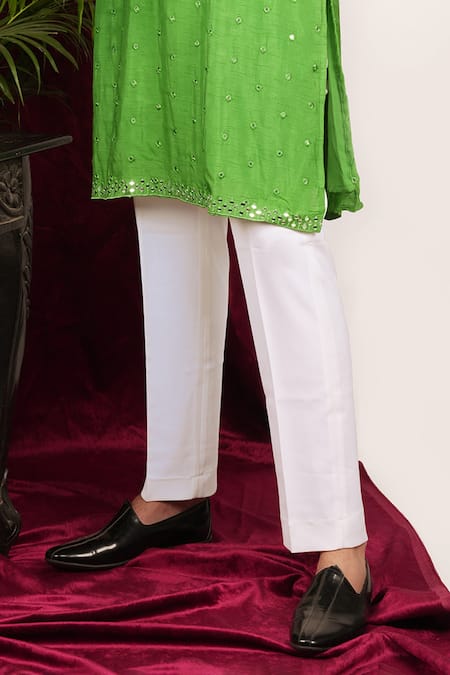 Buy Sven Suits Green Faux Leather, Cotton Mirrors Geometric Embroidered Kurta Set Online at Aza Fashions Buy_Sven Suits_Green Faux Leather, Cotton Mirrors Geometric Embroidered Kurta Set _Online_at_Aza_Fashions