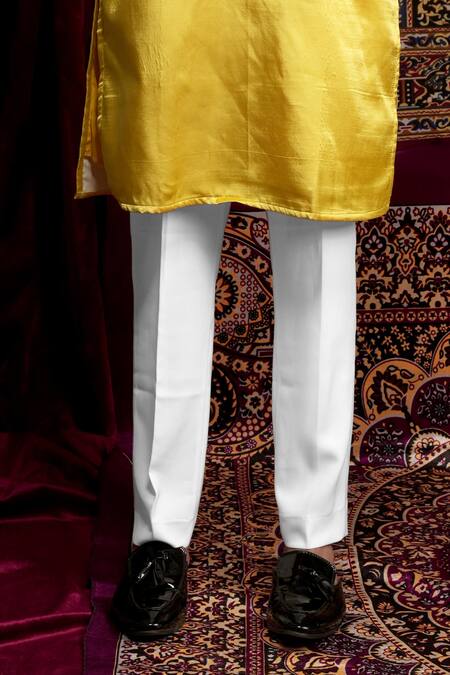 Sven Suits Yellow Faux Leather Embroidery Paisley Thread Kurta Set Online at Aza Fashions Sven Suits_Yellow Faux Leather Embroidery Paisley Thread Kurta Set _Online_at_Aza_Fashions