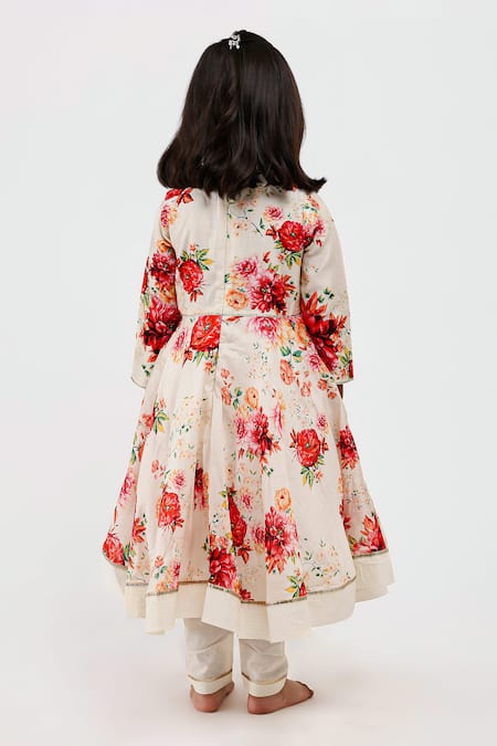 Shop Mamma Plz Ivory Chanderi, Cotton, Voile, Net Embroidery Floral Print Anarkali Set at Aza Fashions Shop_Mamma Plz_Ivory Chanderi, Cotton, Voile, Net Embroidery Floral Print Anarkali Set _at_Aza_Fashions