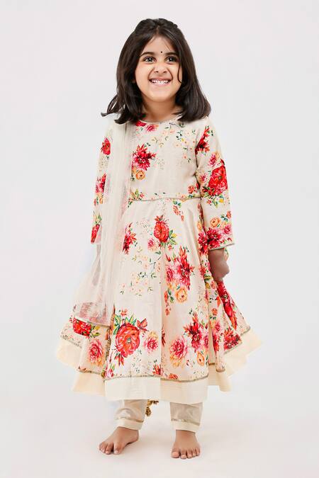 Mamma Plz Ivory Chanderi, Cotton, Voile, Net Embroidery Floral Print Anarkali Set Online at Aza Fashions Mamma Plz_Ivory Chanderi, Cotton, Voile, Net Embroidery Floral Print Anarkali Set _Online_at_Aza_Fashions