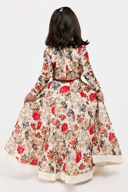 Shop Mamma Plz Ivory Handloom Cotton, Voile, Chanderi Embroidery Floral Print Lehenga Set at Aza Fashions Shop_Mamma Plz_Ivory Handloom Cotton, Voile, Chanderi Embroidery Floral Print Lehenga Set _at_Aza_Fashions