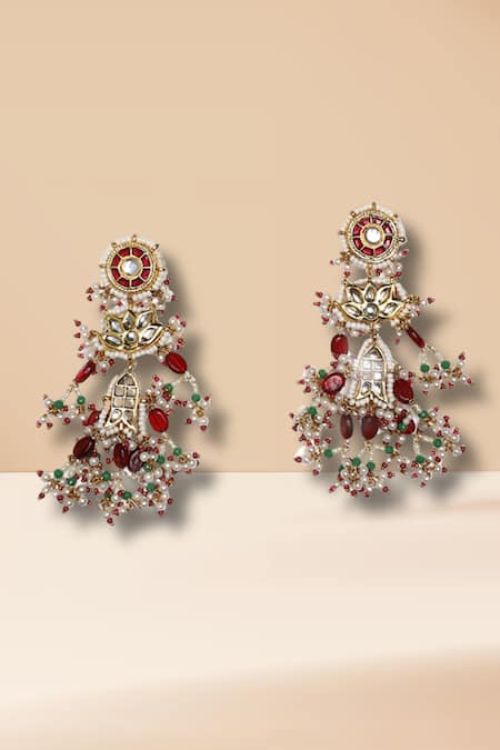 Dugran By Dugristyle Kundan Embellished Fish Tassel Earrings 