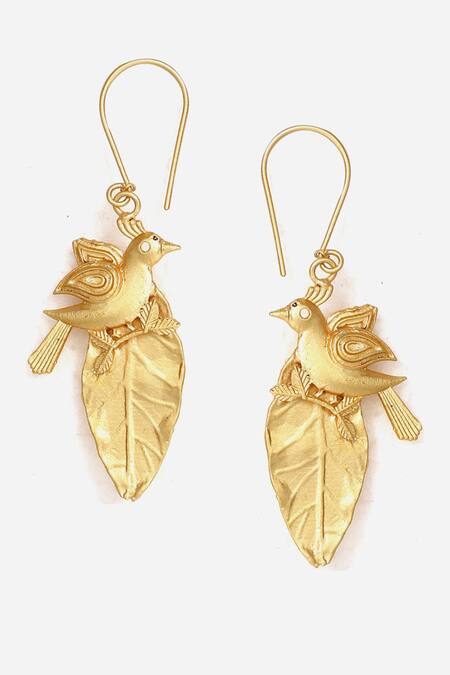 Dugran By Dugristyle Gold Plated Stones Khuda Bird Drop Earring Online at Aza Fashions Dugran By Dugristyle_Gold Plated Stones Khuda Bird Drop Earring _Online_at_Aza_Fashions