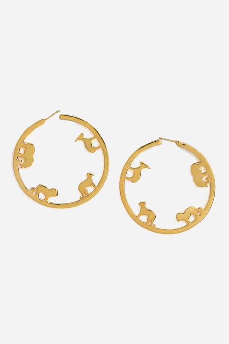 Buy Dugran By Dugristyle Gold Plated Kesar Carved Hoop Earrings Online at Aza Fashions Buy_Dugran By Dugristyle_Gold Plated Kesar Carved Hoop Earrings _Online_at_Aza_Fashions