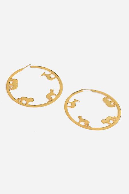 Shop Dugran By Dugristyle Gold Plated Kesar Carved Hoop Earrings Online at Aza Fashions Shop_Dugran By Dugristyle_Gold Plated Kesar Carved Hoop Earrings _Online_at_Aza_Fashions