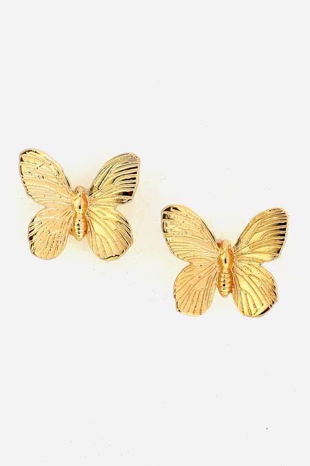 Dugran By Dugristyle_Gold Plated Chamkila Butterfly Stud Earrings _Online_at_Aza_Fashions