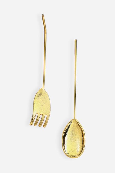 Buy_Dugran By Dugristyle_Gold Plated Kanari Mismatch Cutlery Earrings _Online_at_Aza_Fashions