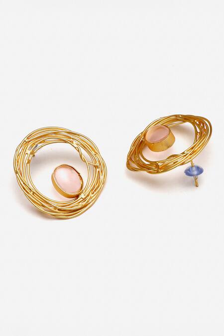 Buy Dugran By Dugristyle Pink Crystals Jaan-e-jaan Embellished Nest Earrings Online at Aza Fashions Buy_Dugran By Dugristyle_Pink Crystals Jaan-e-jaan Embellished Nest Earrings _Online_at_Aza_Fashions