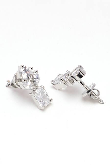 Buy Dugran By Dugristyle Silver Plated Crystals Khatta Floral Cluster Stud Earrings Online at Aza Fashions Buy_Dugran By Dugristyle_Silver Plated Crystals Khatta Floral Cluster Stud Earrings _Online_at_Aza_Fashions