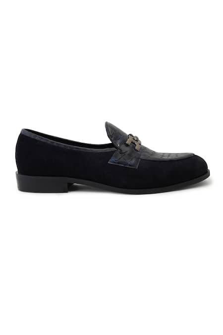 Buy_Lovey_Blue Romeo Croc Skin And Metal Loop Embellished Shoes _Online_at_Aza_Fashions