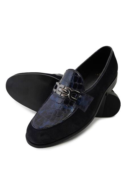 Buy_Lovey_Blue Romeo Croc Skin And Metal Loop Embellished Shoes 