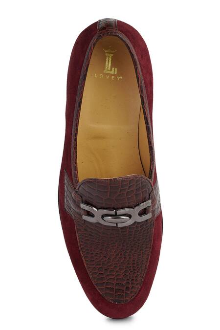 Buy Lovey Maroon Romeo Crocodile Skin And Metal Loop Embellished Shoes Buy_Lovey_Maroon Romeo Crocodile Skin And Metal Loop Embellished Shoes