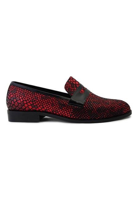 Shop_Lovey_Red Lucifer Crocodile Skin Design Shoes _Online_at_Aza_Fashions