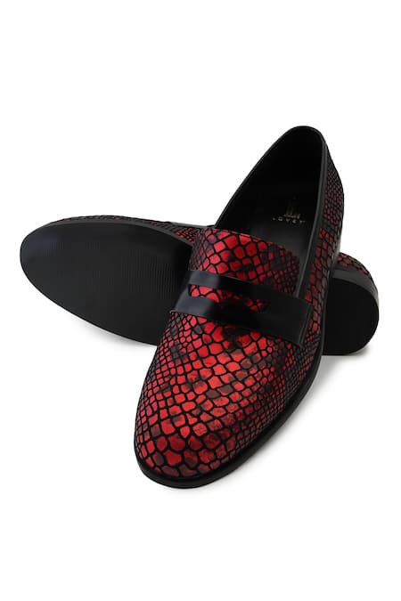 Shop_Lovey_Red Lucifer Crocodile Skin Design Shoes 