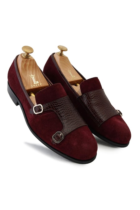 LOVEY Charles Croc Skin Slip On Monk Strap Shoes 