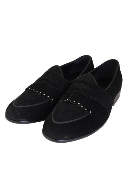 Lovey_Black Oliver Embellished Fringed Shoes _Online_at_Aza_Fashions
