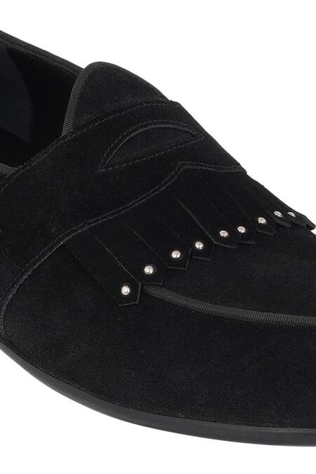 Buy_Lovey_Black Oliver Embellished Fringed Shoes _Online_at_Aza_Fashions