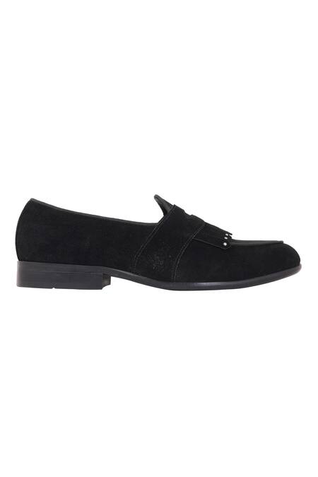 Lovey_Black Oliver Embellished Fringed Shoes _at_Aza_Fashions