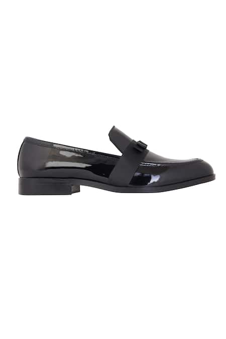 Shop_Lovey_Black Leather Ribbon Slip On Shoes 
