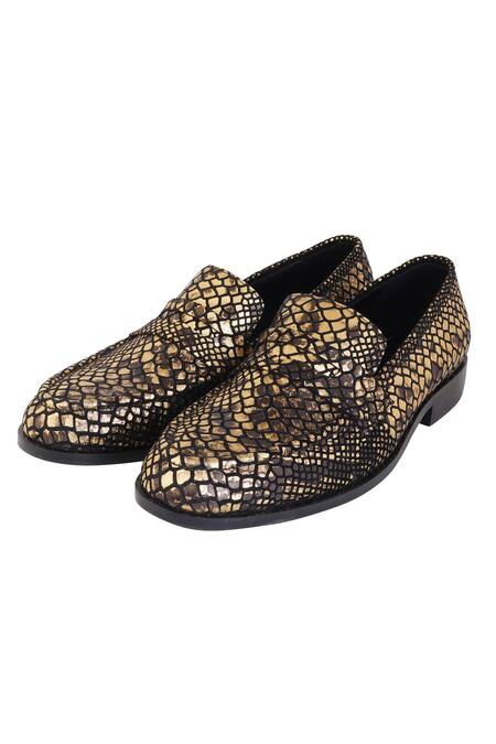 Shop_Lovey_Gold Oscar Croc Skin Design Shoes _at_Aza_Fashions